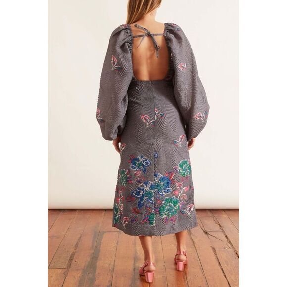 Ganni Gray Floral Midi Dress - Picture 11 of 11